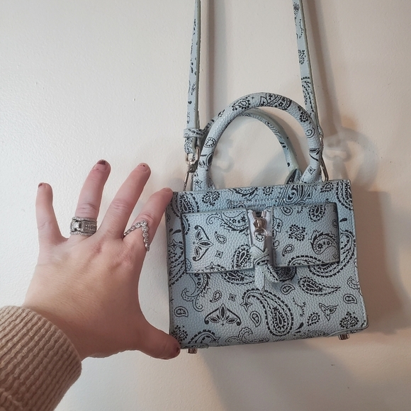 Brandon Blackwood Kuei Mini Bag Blue Paisley Leather Crossbody - Picture 5 of 16